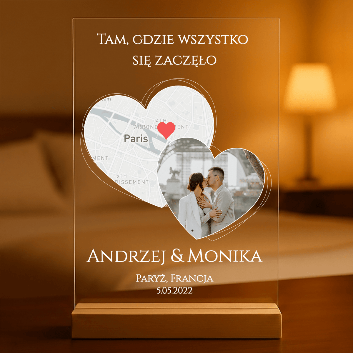 Początek wszystkiego - Druk na szkle, spersonalizowany prezent dla pary - idamell.com
