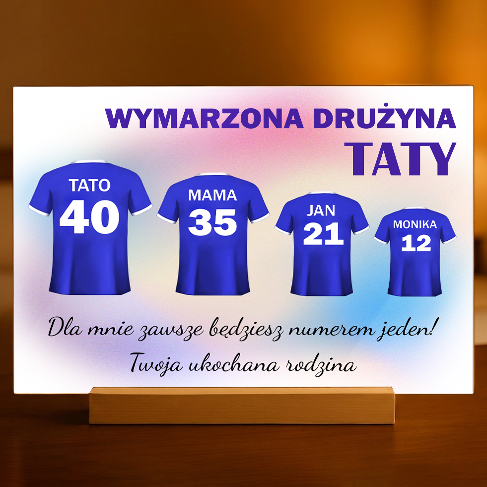 Drużyna taty - Druk na szkle, spersonalizowany prezent dla taty