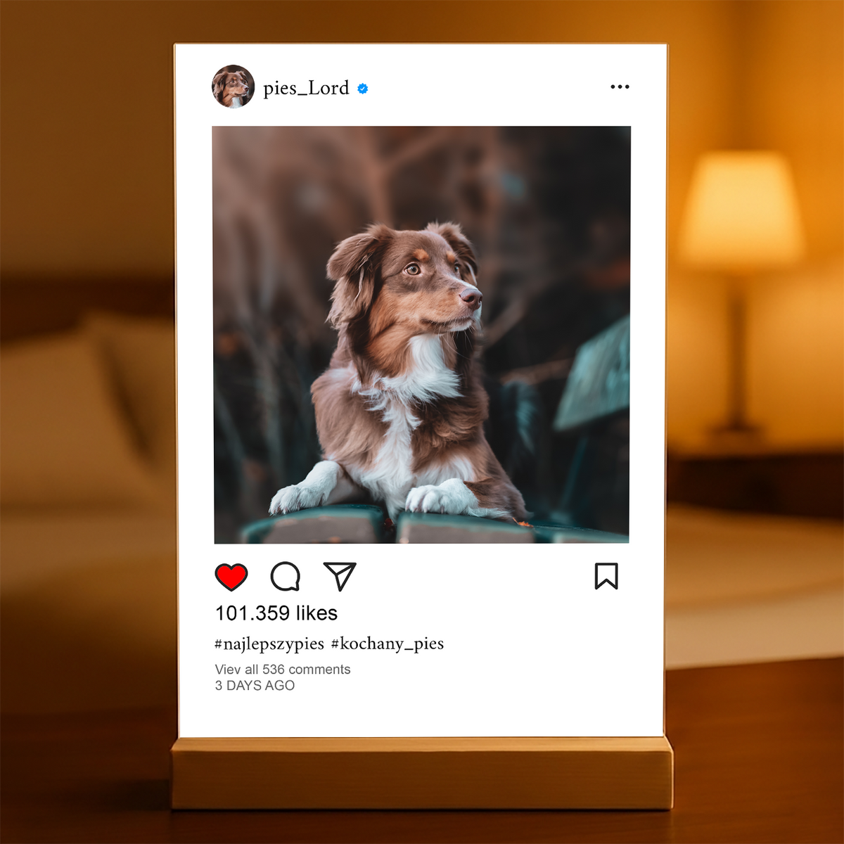 Pies Instagram - Druk na szkle, spersonalizowany prezent