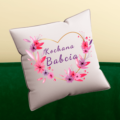 Poduszka z nadrukiem KOCHANA BABCIA - spersonalizowany prezent dla babci - idamell.com