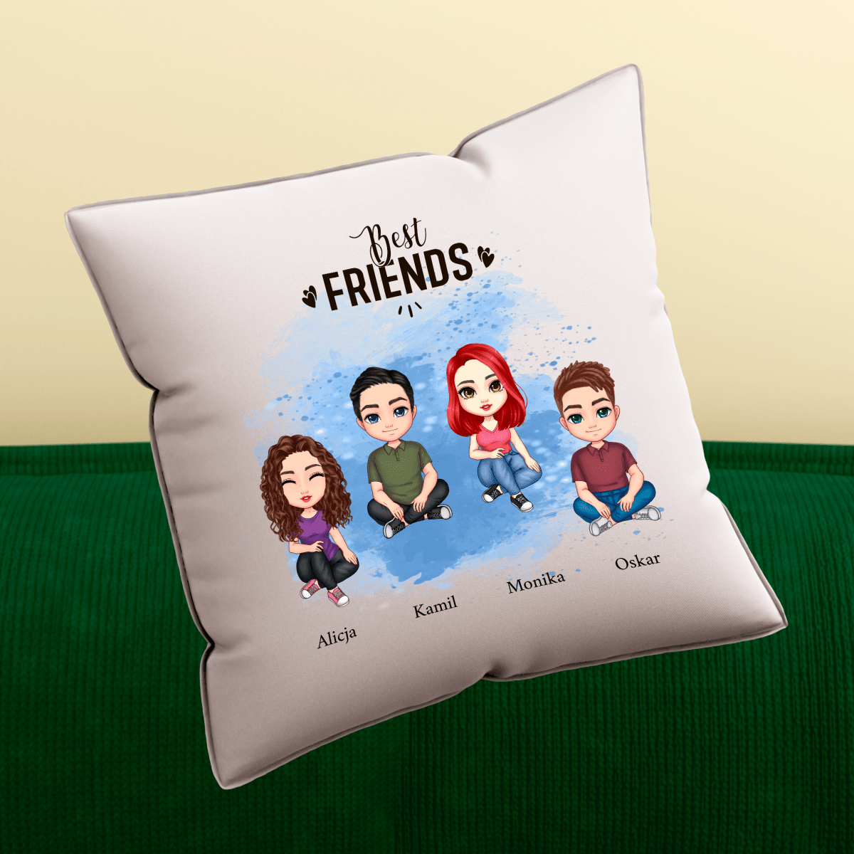 Poduszka z własnym nadrukiem BEST FRIENDS - spersonalizowany prezent dla przyjaciół - idamell.com