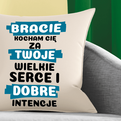 Poduszka z własnym nadrukiem BRACIE - spersonalizowany prezent dla brata - idamell.com