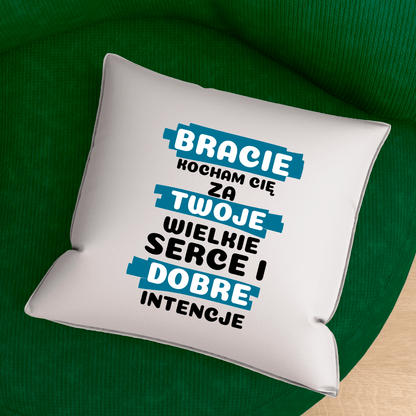 Poduszka z własnym nadrukiem BRACIE - spersonalizowany prezent dla brata - idamell.com