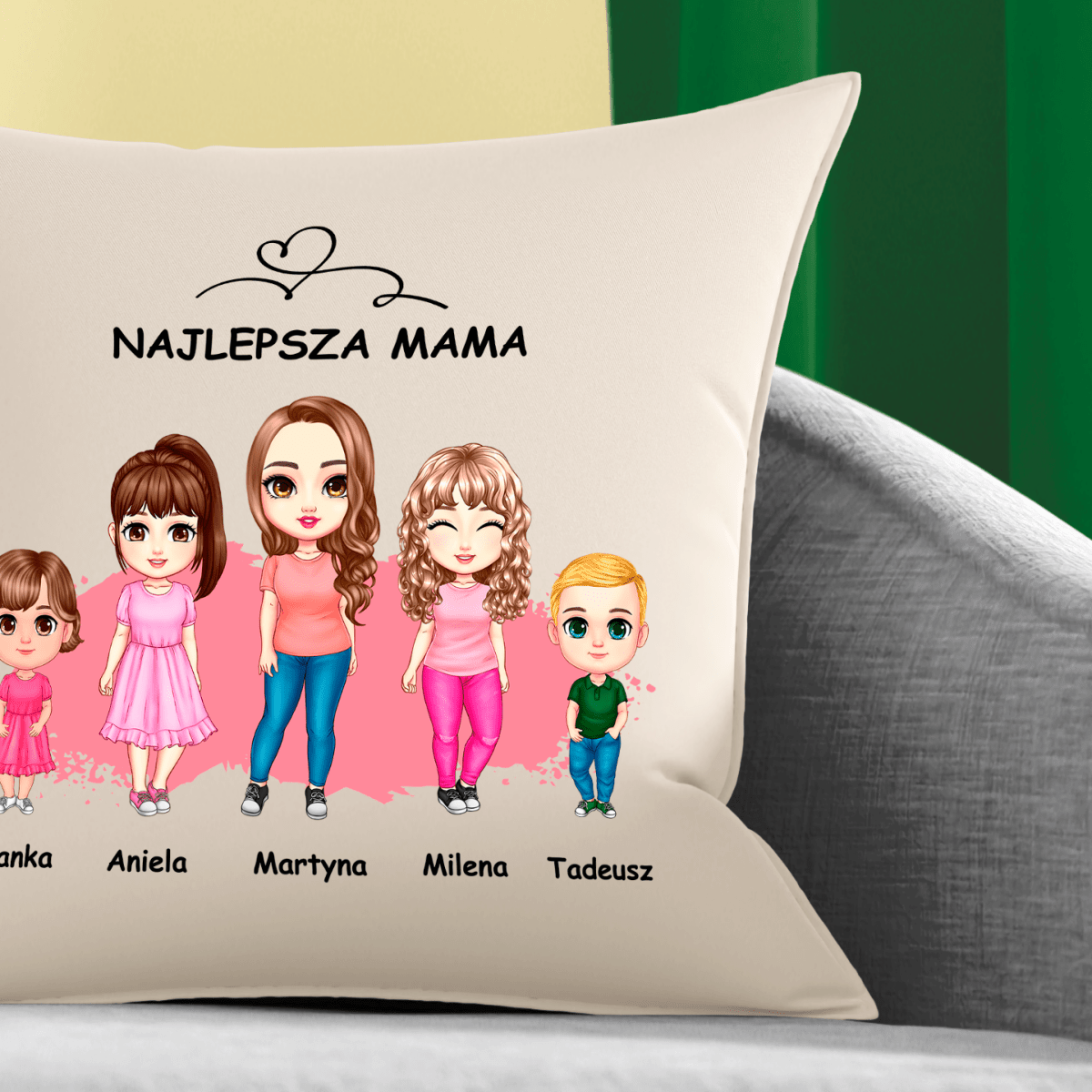 Poduszka z własnym nadrukiem CLIPART MAMA I DZIECI - spersonalizowany prezent dla mamy - idamell.com