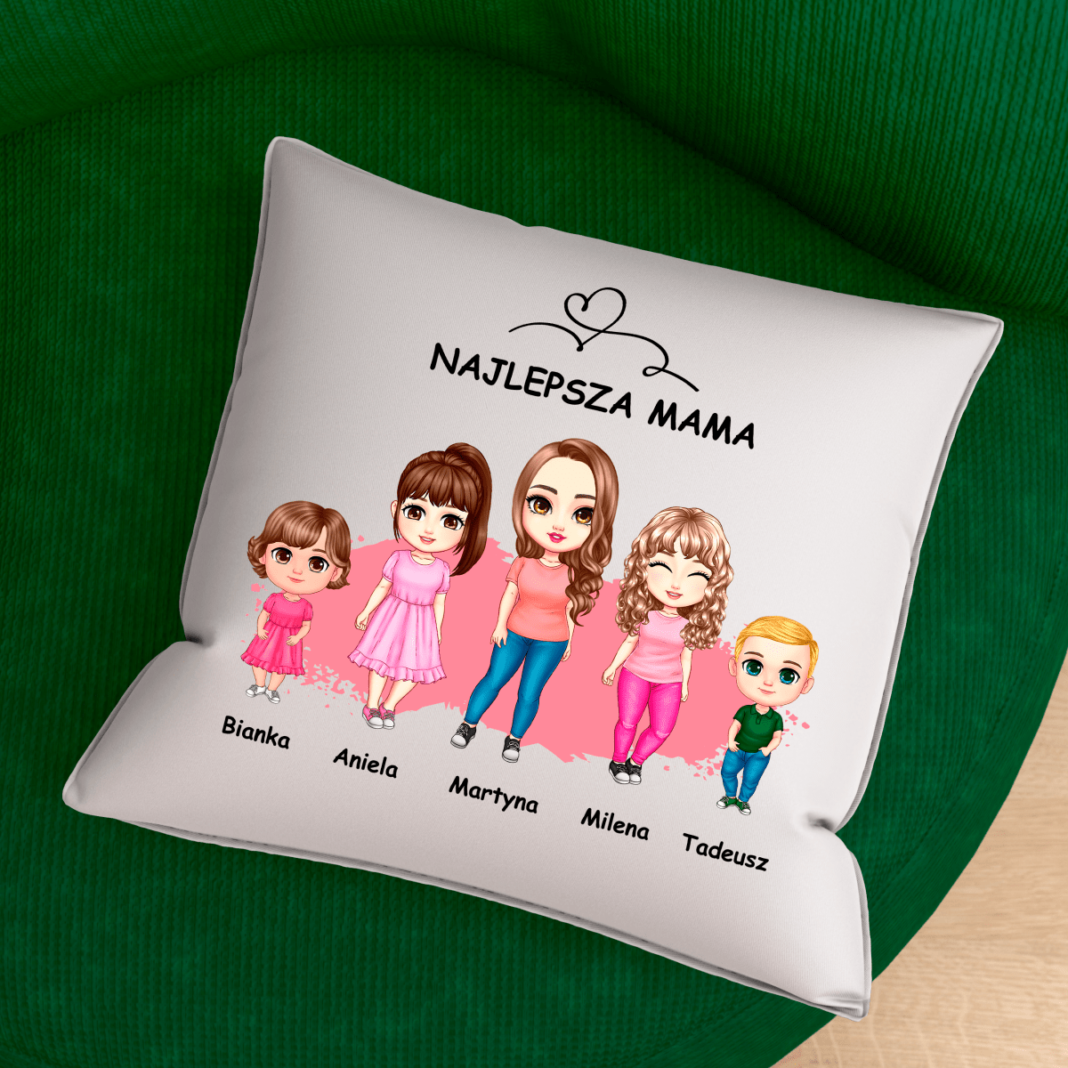 Poduszka z własnym nadrukiem CLIPART MAMA I DZIECI - spersonalizowany prezent dla mamy - idamell.com