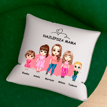 Poduszka z własnym nadrukiem CLIPART MAMA I DZIECI - spersonalizowany prezent dla mamy - idamell.com