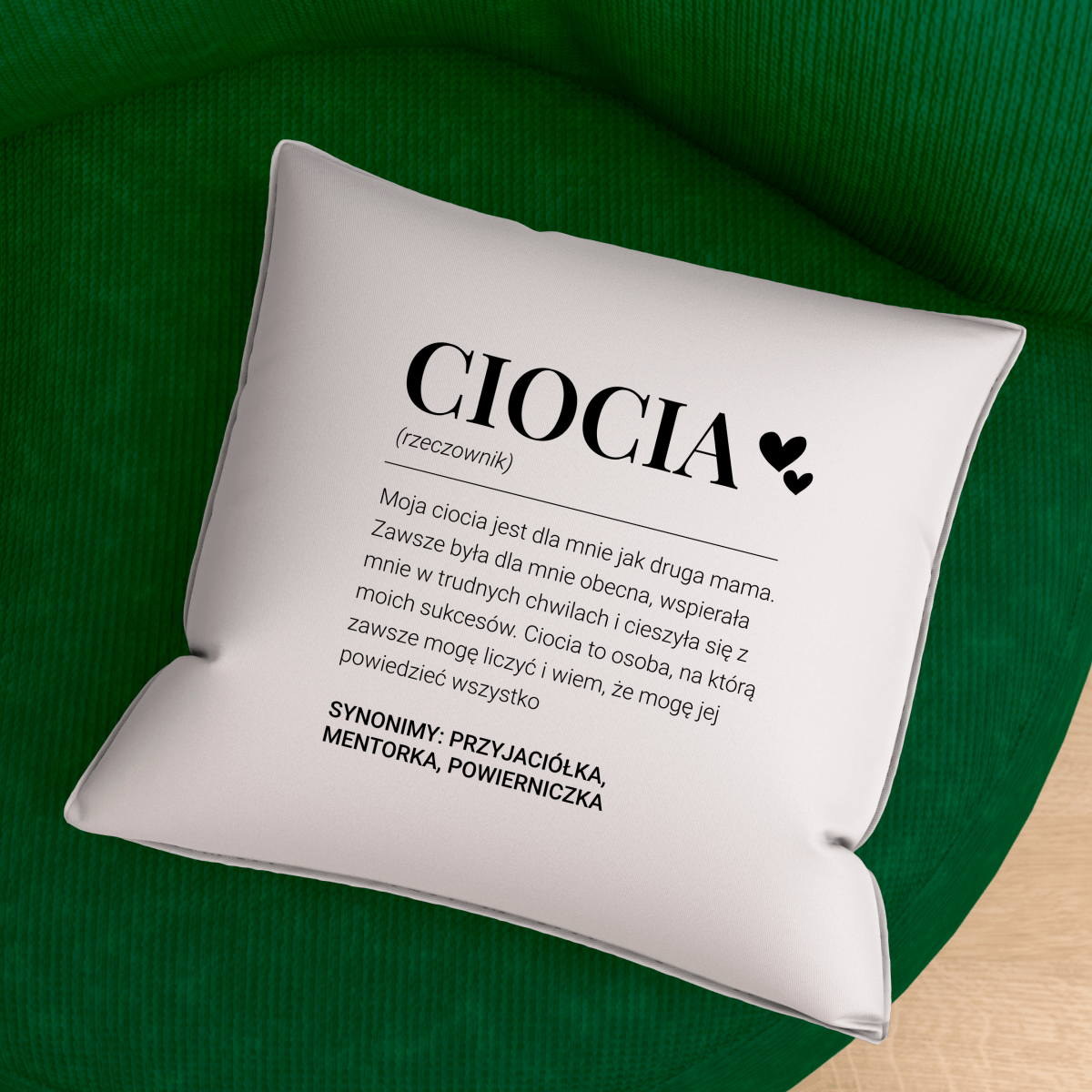 Poduszka z własnym nadrukiem DRUGA MAMA - spersonalizowany prezent dla cioci - idamell.com