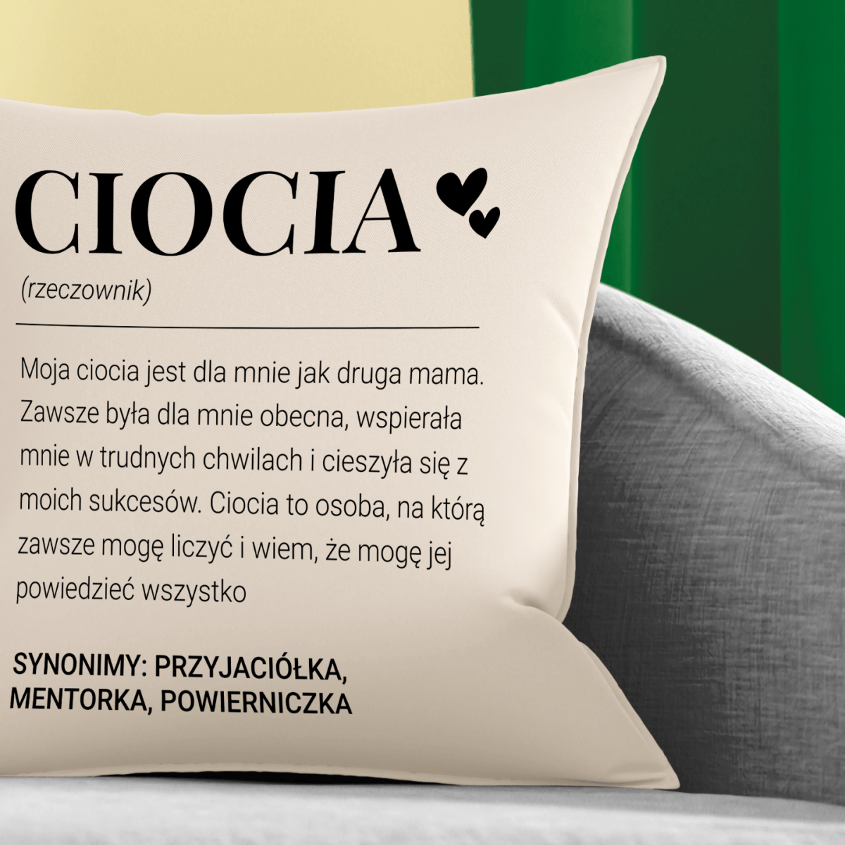 Poduszka z własnym nadrukiem DRUGA MAMA - spersonalizowany prezent dla cioci - idamell.com