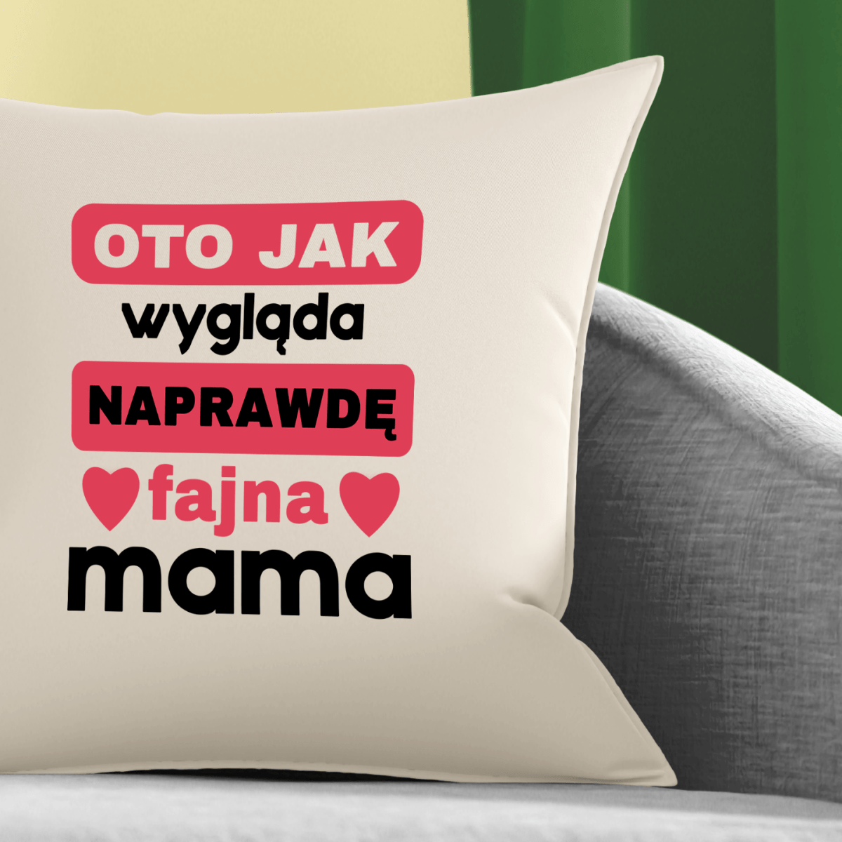 Poduszka z własnym nadrukiem FAJNA MAMA - spersonalizowany prezent dla mamy - idamell.com