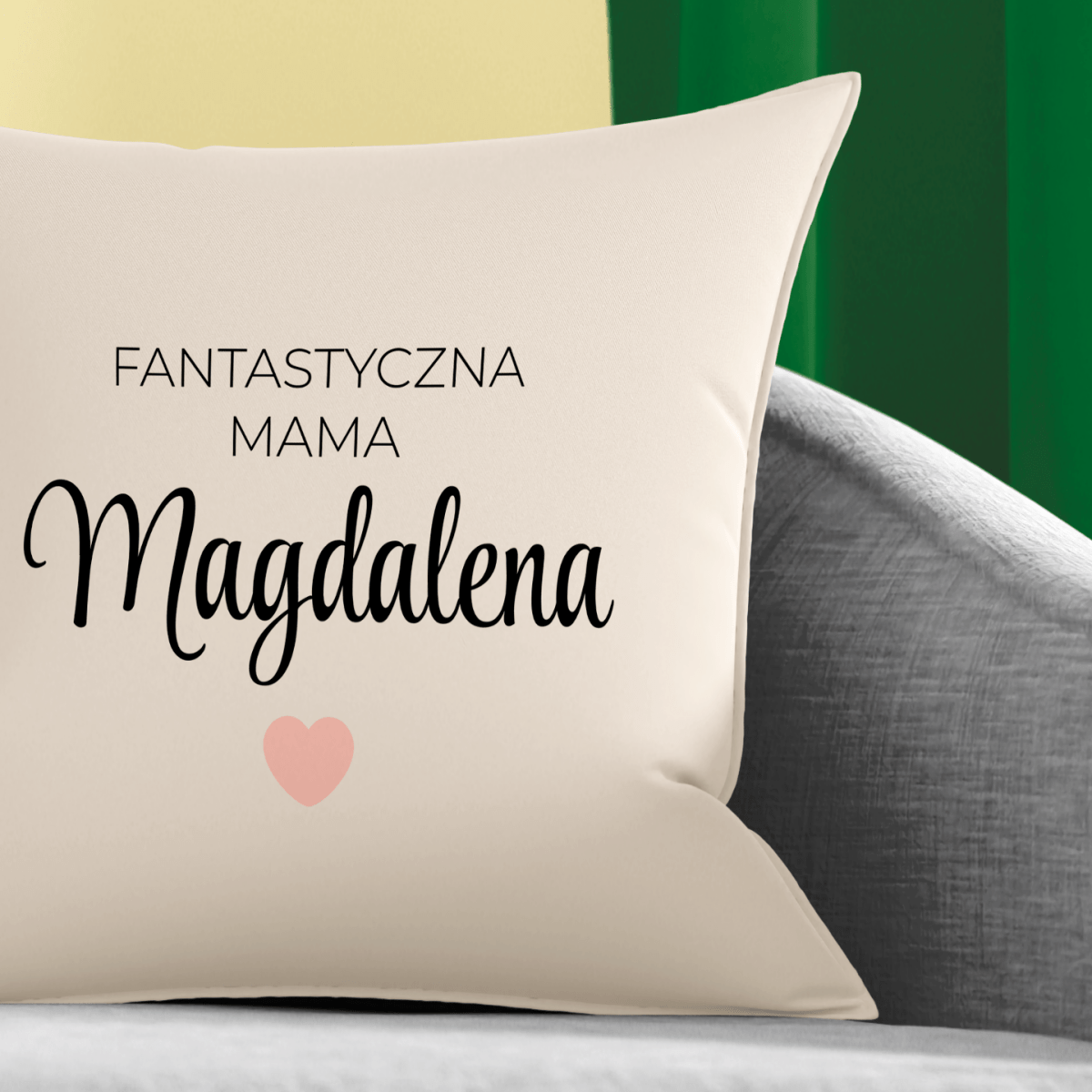 Poduszka z własnym nadrukiem FANTASTYCZNA MAMA - spersonalizowany prezent dla mamy - idamell.com