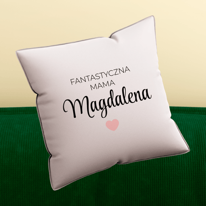 Poduszka z własnym nadrukiem FANTASTYCZNA MAMA - spersonalizowany prezent dla mamy - idamell.com