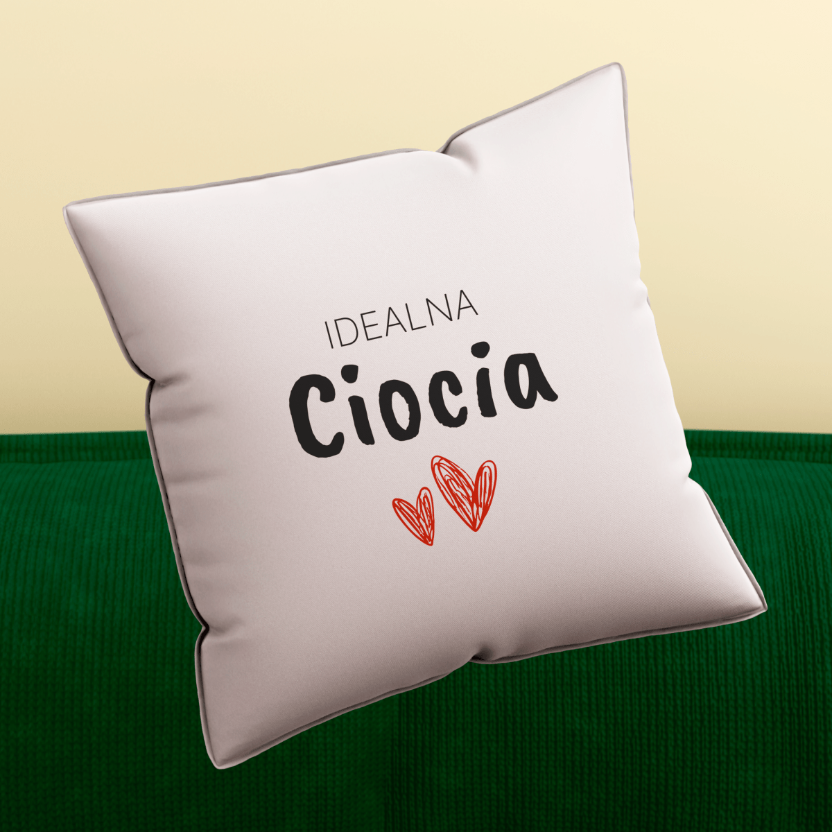 Poduszka z własnym nadrukiem IDEALNA CIOCIA - spersonalizowany prezent dla cioci - idamell.com