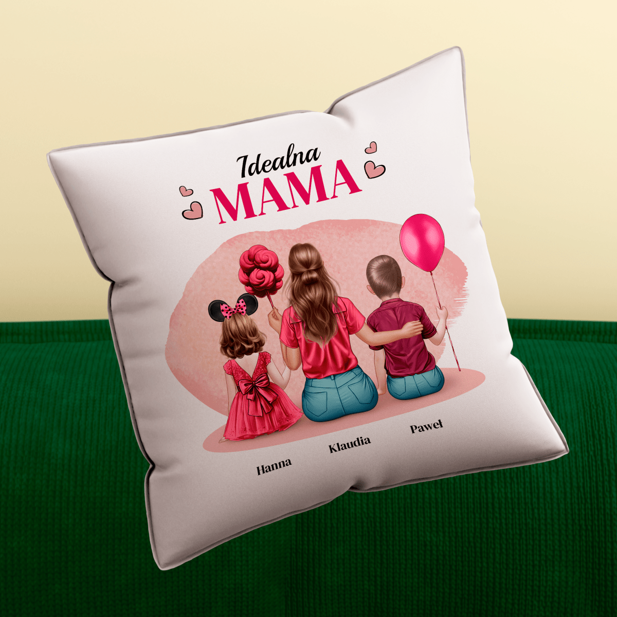 Poduszka z własnym nadrukiem IDEALNA MAMA CLIPART - spersonalizowany prezent dla mamy - idamell.com