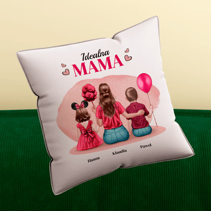Poduszka z własnym nadrukiem IDEALNA MAMA CLIPART - spersonalizowany prezent dla mamy - idamell.com