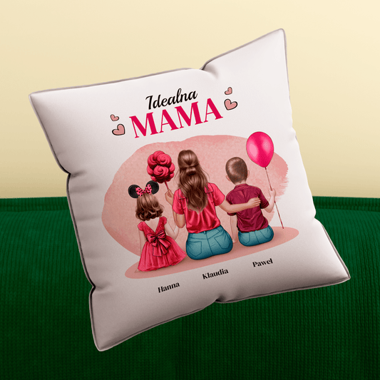 Poduszka z własnym nadrukiem IDEALNA MAMA CLIPART - spersonalizowany prezent dla mamy - idamell.com