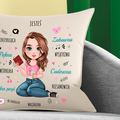 Poduszka z własnym nadrukiem KOMPLEMENTY CLIPART - spersonalizowany prezent dla niej - idamell.com