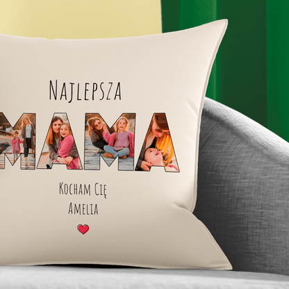 Poduszka z własnym nadrukiem MAMA - spersonalizowany prezent dla mamy - idamell.com