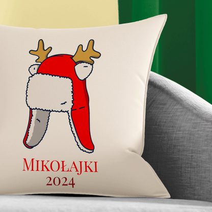 Poduszka z własnym nadrukiem MIKOŁAJKI - spersonalizowany prezent na Mikołajki - idamell.com
