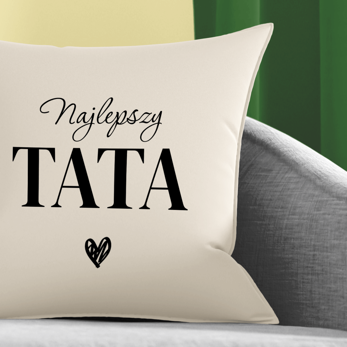 Poduszka z własnym nadrukiem NAPIS NAJLEPSZY TATA - spersonalizowany prezent dla taty - idamell.com