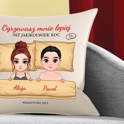 Poduszka z własnym nadrukiem PARA CLIPART WALENTYNKOWY - spersonalizowany prezent dla niego - idamell.com