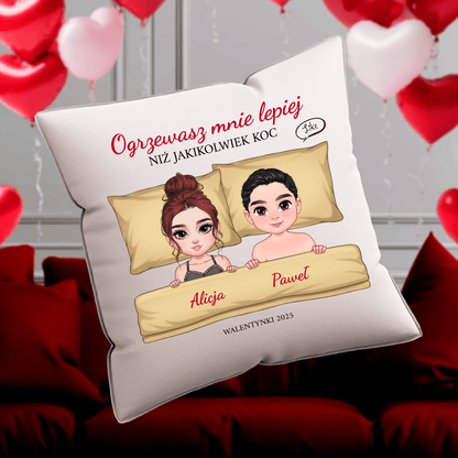 Poduszka z własnym nadrukiem PARA CLIPART WALENTYNKOWY - spersonalizowany prezent dla niego - idamell.com
