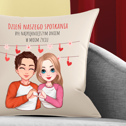 Poduszka z własnym nadrukiem SPOTKANIE - spersonalizowany prezent dla niej - idamell.com