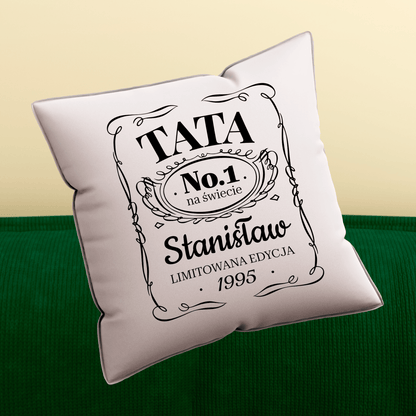 Poduszka z własnym nadrukiem TATA NUMER 1 - spersonalizowany prezent dla taty - idamell.com