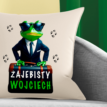 Poduszka z własnym nadrukiem ŻAJEBISTY - spersonalizowany prezent dla niego - idamell.com