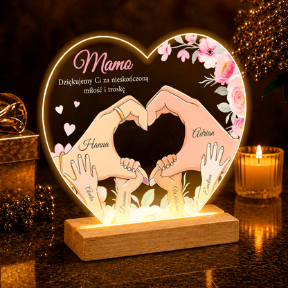 Podziękowania dla mamy + grafika Clipart - Druk na szkle serce, spersonalizowany prezent dla mamy - idamell.com