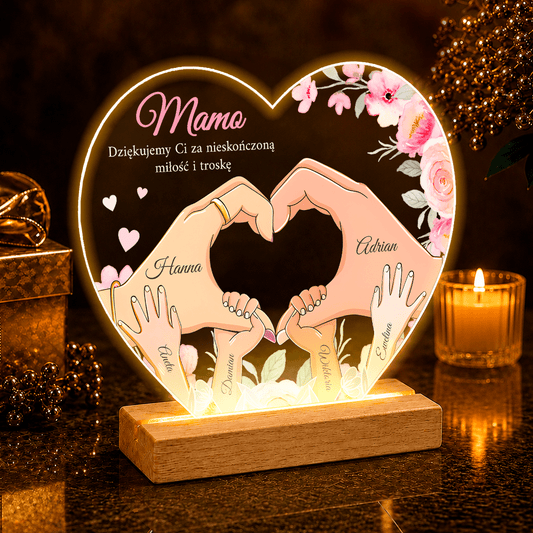 Podziękowania dla mamy + grafika Clipart - Druk na szkle serce, spersonalizowany prezent dla mamy - idamell.com
