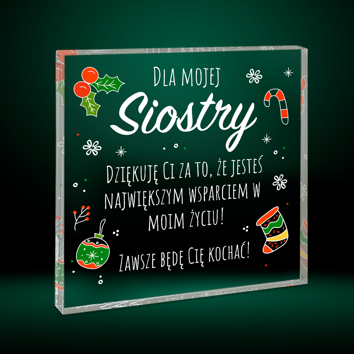 Podziękowania dla siostry - Druk na kwadratowym szkle, spersonalizowany prezent dla siostry - idamell.com