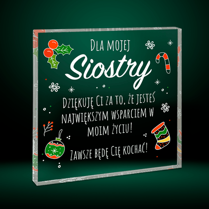 Podziękowania dla siostry - Druk na kwadratowym szkle, spersonalizowany prezent dla siostry - idamell.com