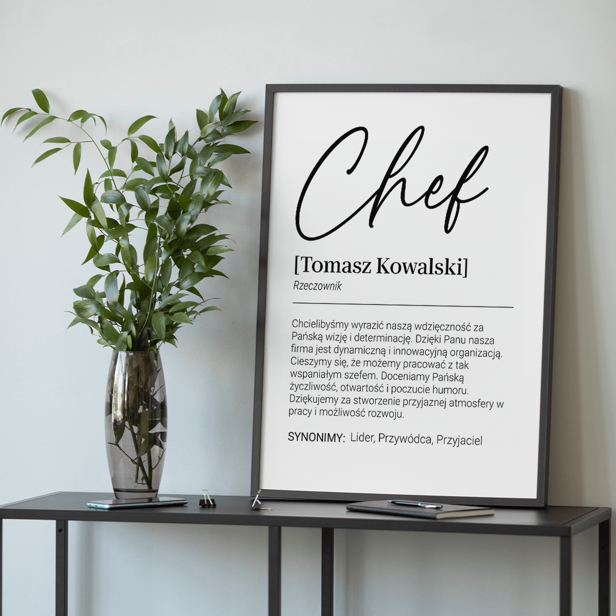 Podziękowania dla szefa - plakat, spersonalizowany prezent dla szefa - idamell.com