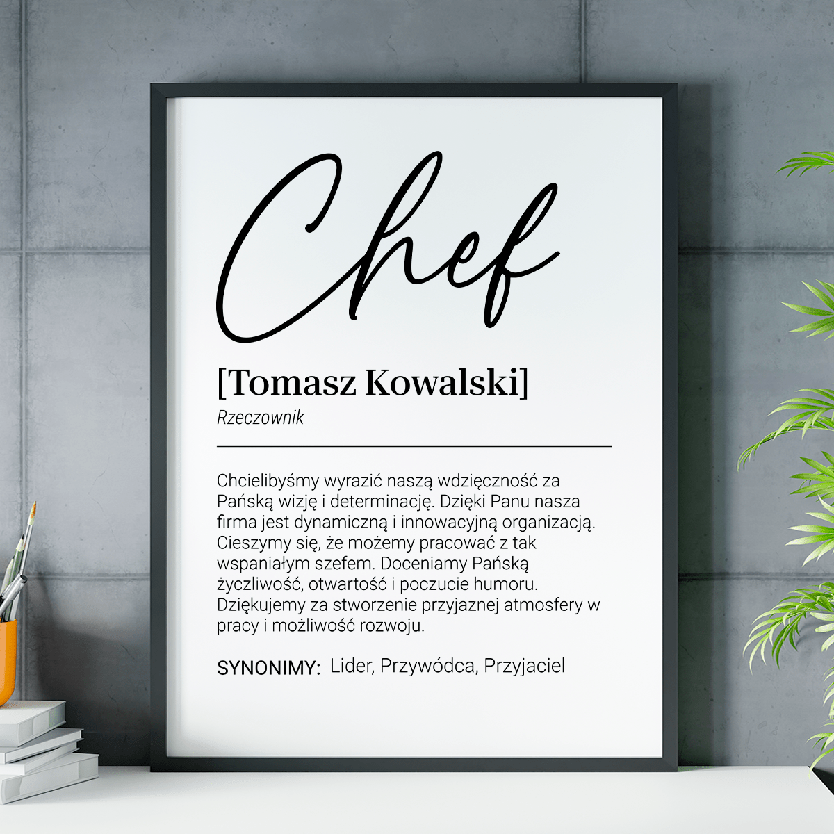 Podziękowania dla szefa - plakat, spersonalizowany prezent dla szefa - idamell.com
