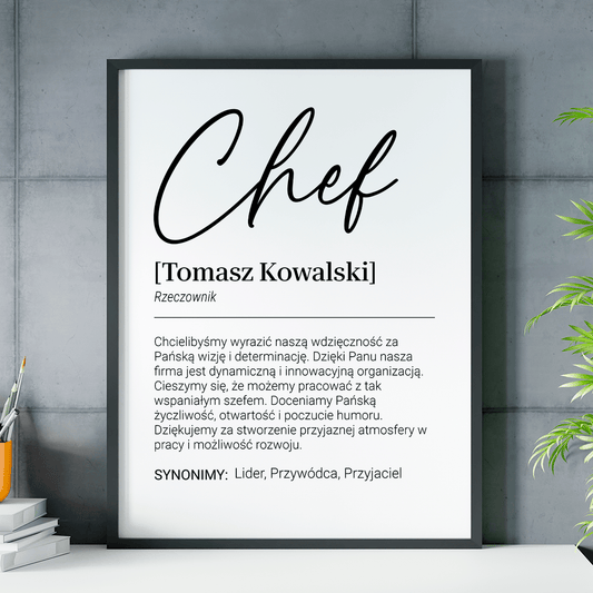 Podziękowania dla szefa - plakat, spersonalizowany prezent dla szefa - idamell.com