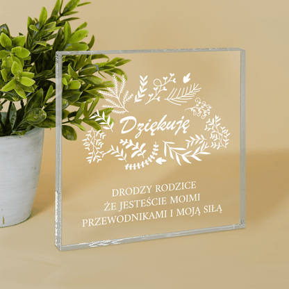 Podziękowania od dziecka - Druk na kwadratowym szkle, spersonalizowany prezent dla rodziców - idamell.com