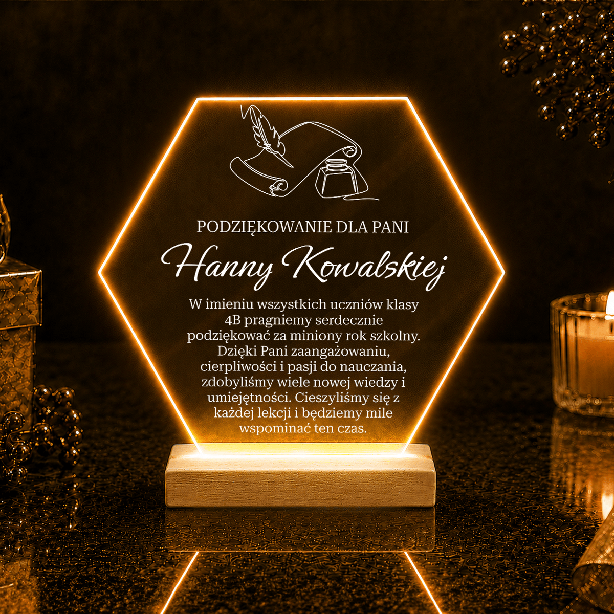 Podziękowania od klasy - Druk na szkle, spersonalizowany prezent dla nauczyciela - idamell.com