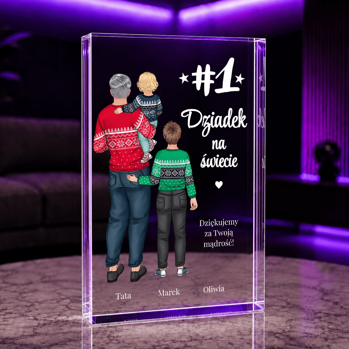 Podziękowania od wnuków Clipart - Druk na szkle, spersonalizowany prezent dla dziadka - idamell.com