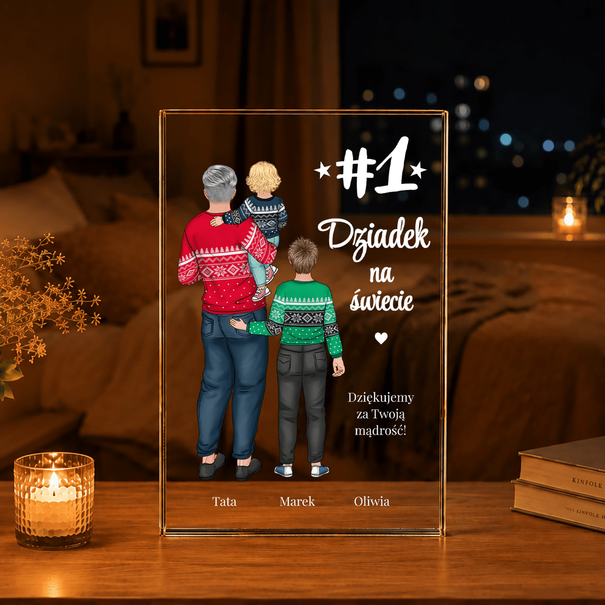 Podziękowania od wnuków Clipart - Druk na szkle, spersonalizowany prezent dla dziadka - idamell.com