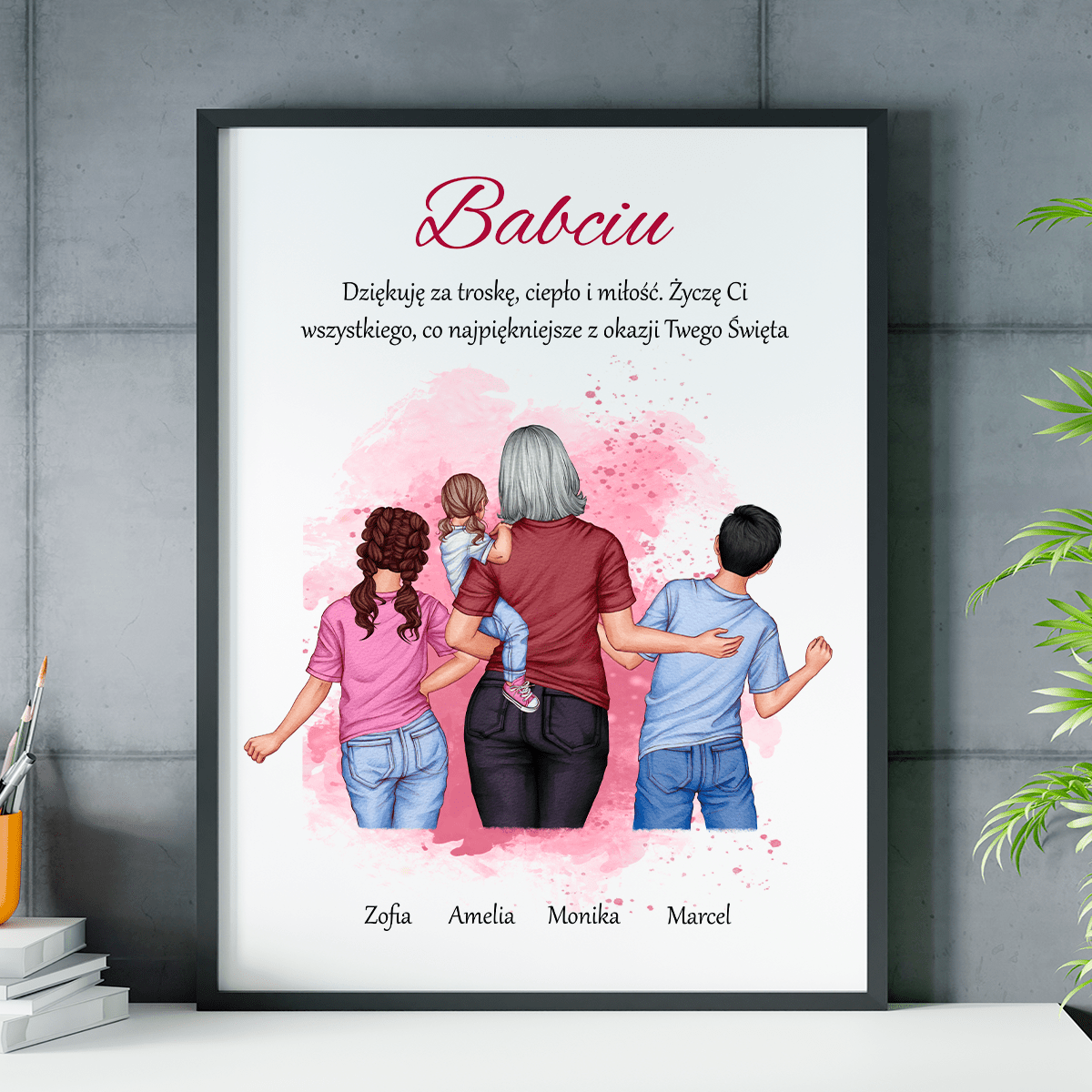 Podziękowanie dla babci Clipart - plakat, spersonalizowany prezent dla babci - idamell.com