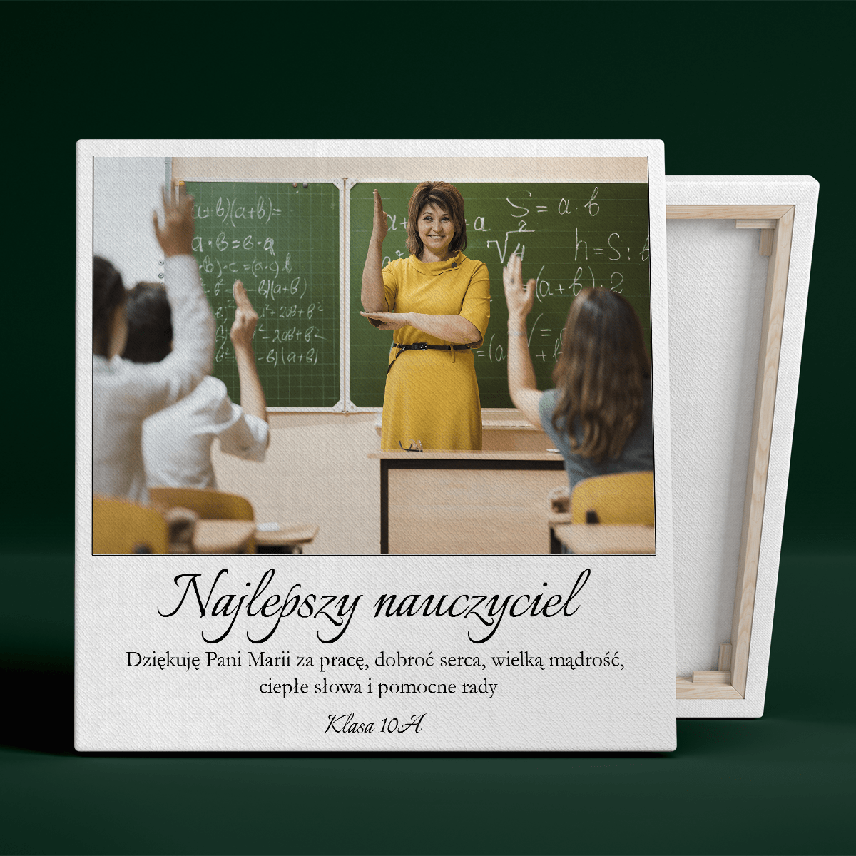Podziękowanie dla nauczyciela + zdjęcie - druk na płótnie, spersonalizowany prezent dla nauczyciela - idamell.com