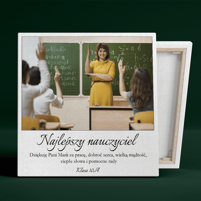 Podziękowanie dla nauczyciela + zdjęcie - druk na płótnie, spersonalizowany prezent dla nauczyciela - idamell.com
