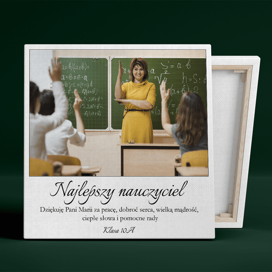 Podziękowanie dla nauczyciela + zdjęcie - druk na płótnie, spersonalizowany prezent dla nauczyciela - idamell.com