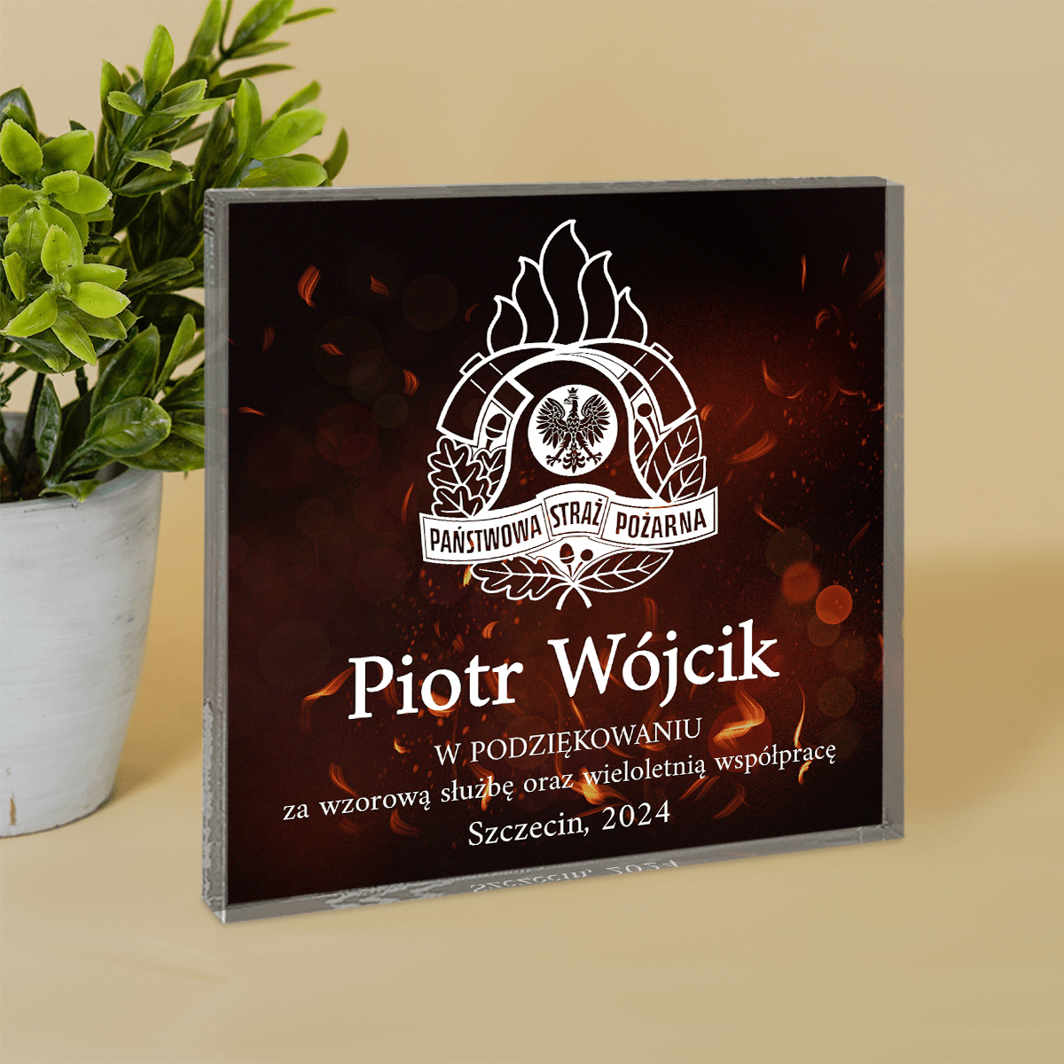 Podziękowanie za służbę - Druk na kwadratowym szkle, spersonalizowany prezent dla mężczyzny - idamell.com