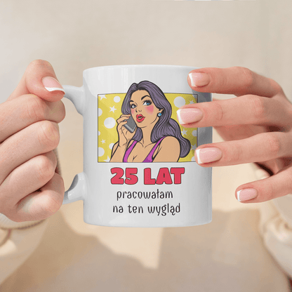 Pop art 25. urodziny - 1x Kubek z nadrukiem, spersonalizowany prezent dla niej - idamell.com