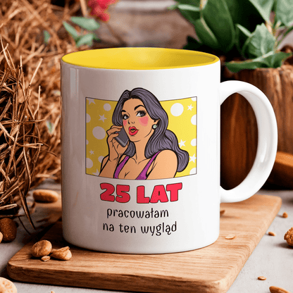 Pop art 25. urodziny - 1x Kubek z nadrukiem, spersonalizowany prezent dla niej - idamell.com
