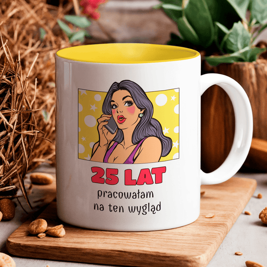 Pop art 25. urodziny - 1x Kubek z nadrukiem, spersonalizowany prezent dla niej - idamell.com
