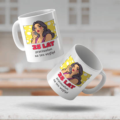 Pop art 25. urodziny - 1x Kubek z nadrukiem, spersonalizowany prezent dla niej - idamell.com