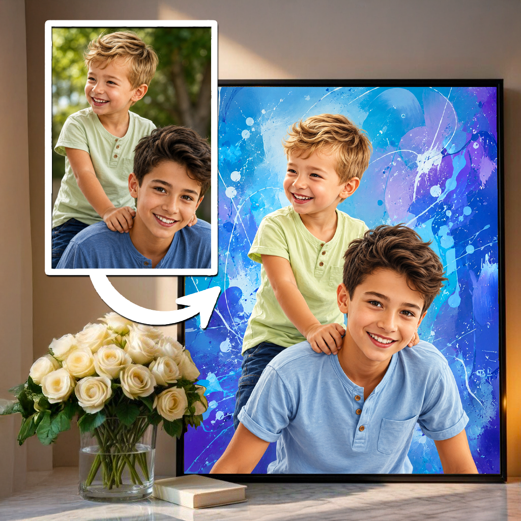 Portret braci - plakat, spersonalizowany prezent dla brata - idamell.com