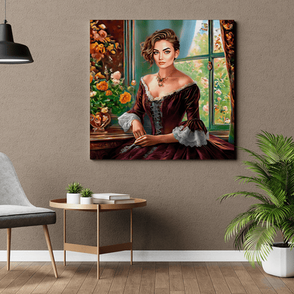 Portret damy - druk na płótnie, spersonalizowany prezent dla siostry - idamell.com